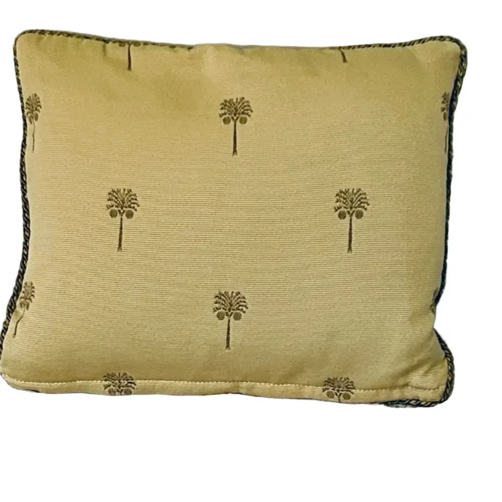 Vintage Ethan Allen Palm Trees Coconuts Embroidered Decorative Throw Pillow